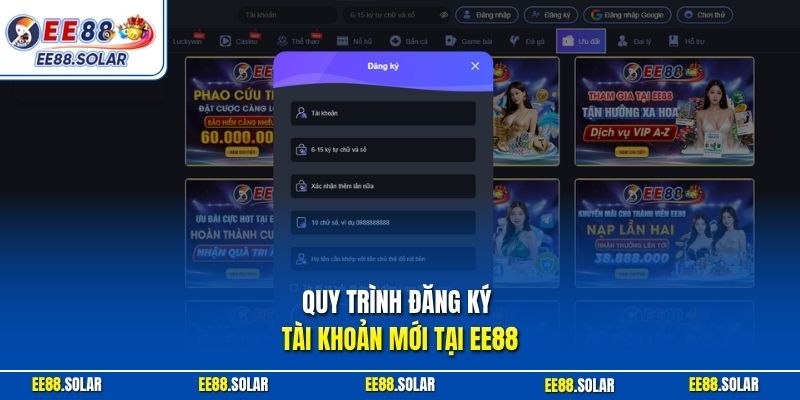 Quy trình đăng ký tài khoản mới tại EE88